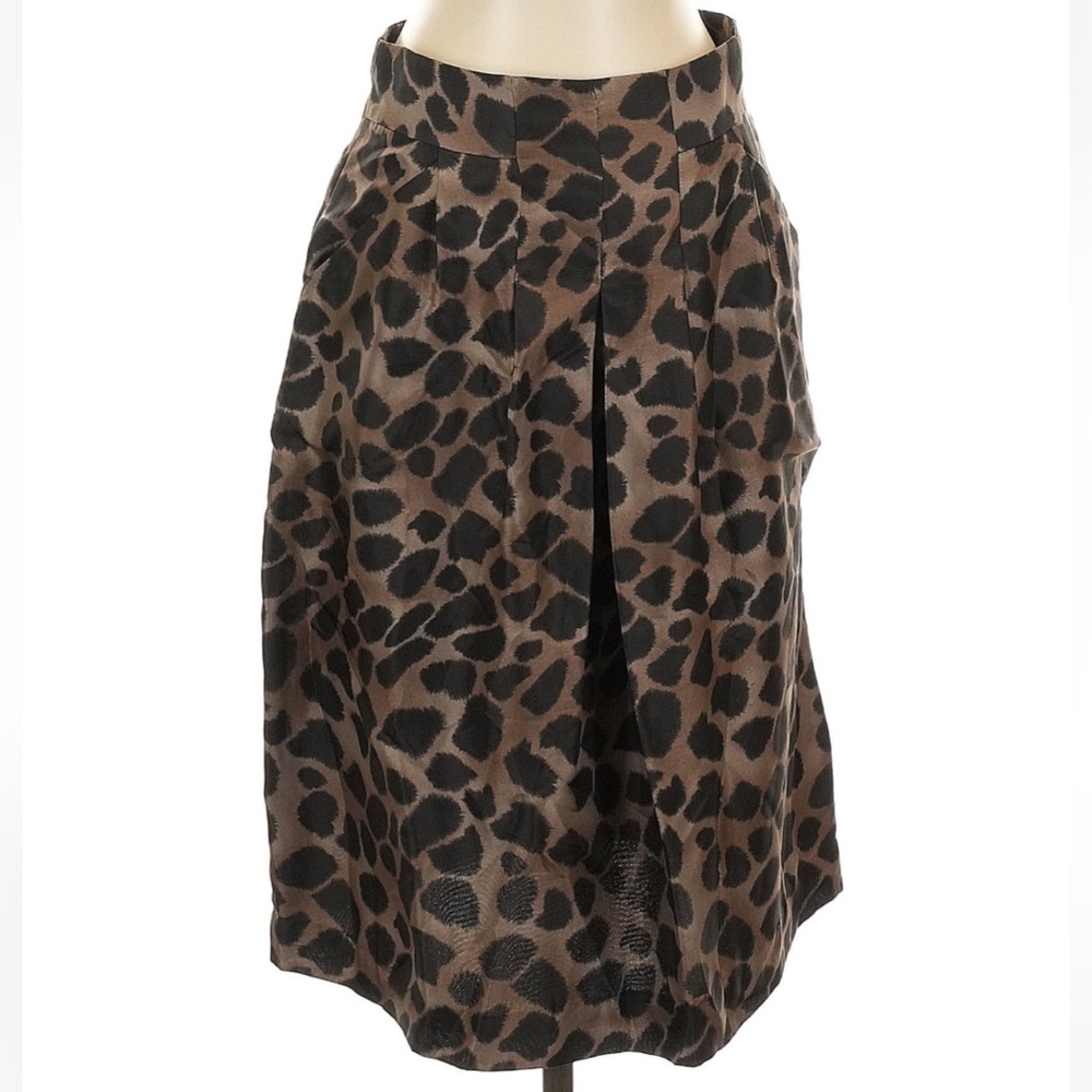 Rebecca Taylor Silk Leopard Print Knee Length  A-Line Skirt